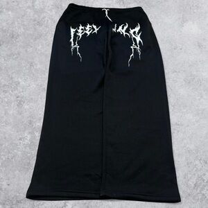 No Boundaries Y2K Baggy Wide Leg Grunge Black Graphic Sweatpants